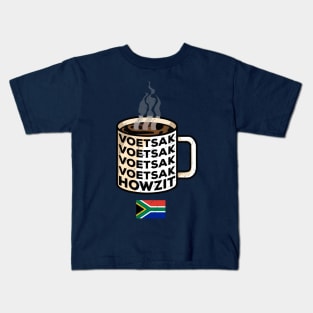 Coffee Warning Voetsek South Africa Funny Howzit Kids T-Shirt